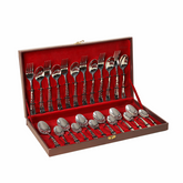 LEATHRITE BOX-STAINLESS STEEL Cutlery Silver -24 Pcs Set