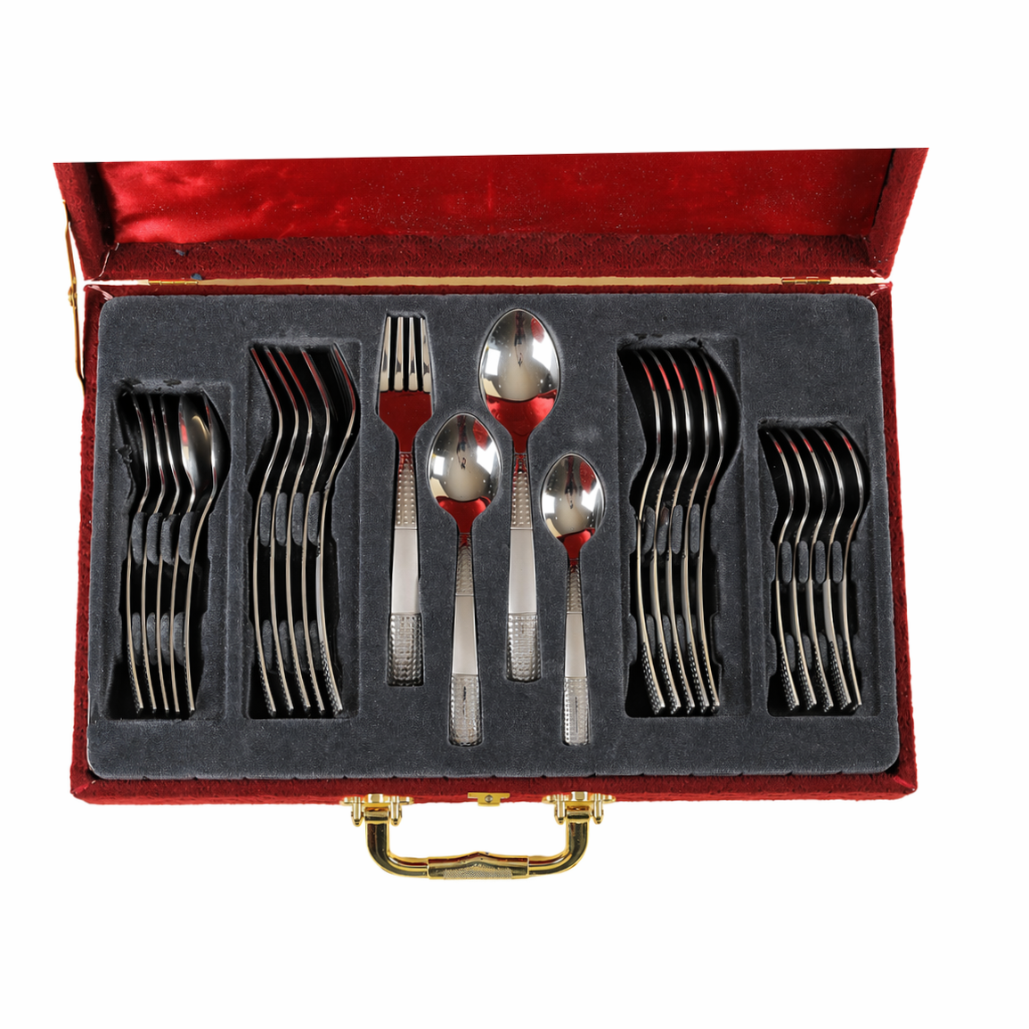 Steel Edge Platinum Silver Spoon Cutlery 24pcs Set