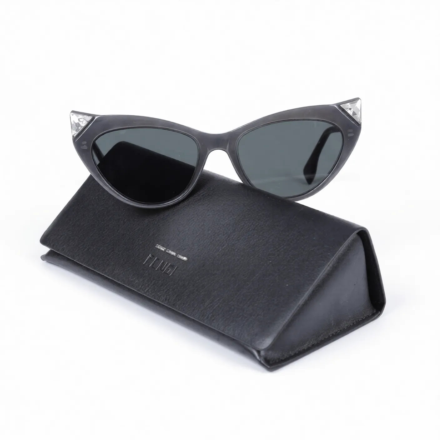 Fendi Blue Plastic Crystal Cat Eye Sunglasses - 52IR