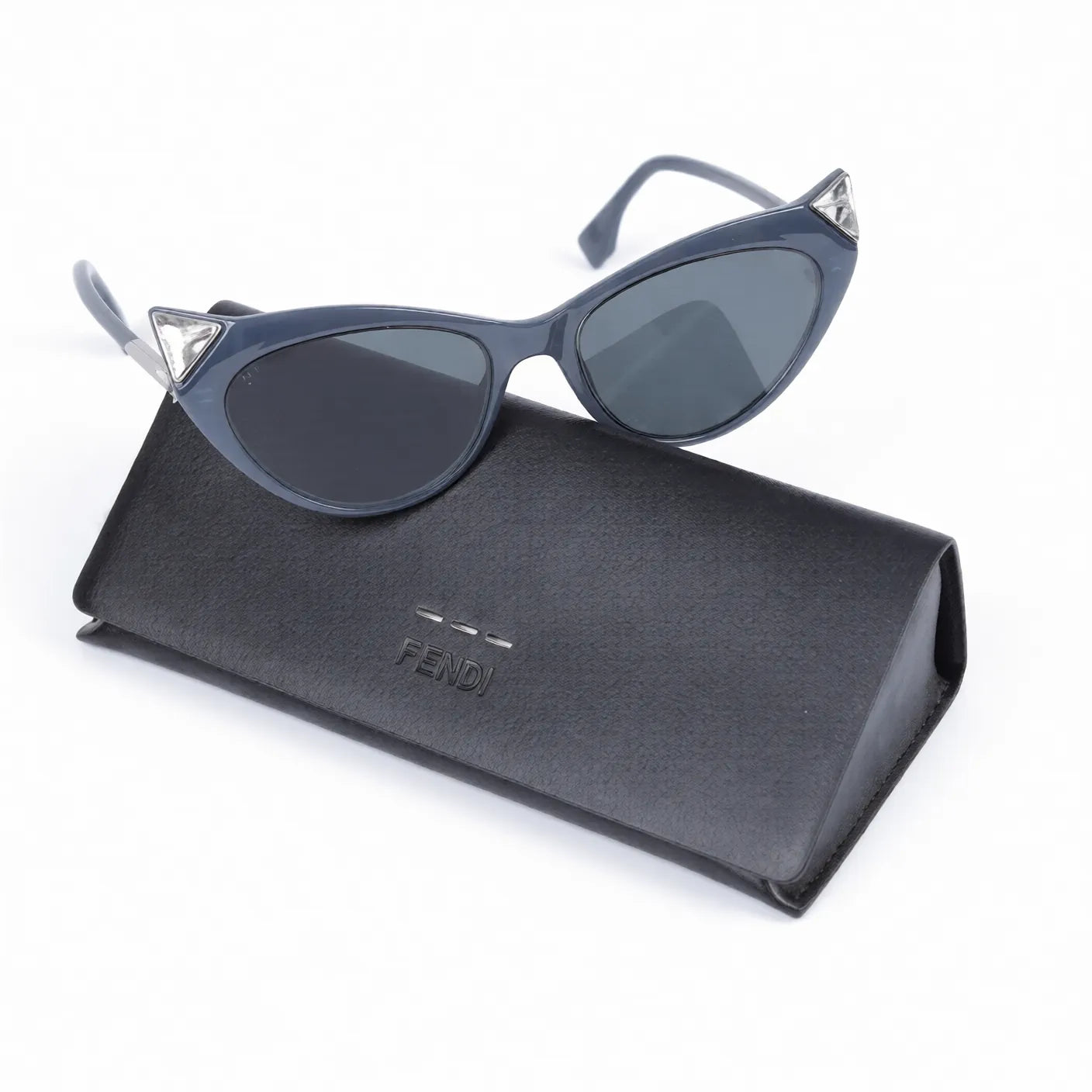 Fendi Blue Plastic Crystal Cat Eye Sunglasses - 52IR