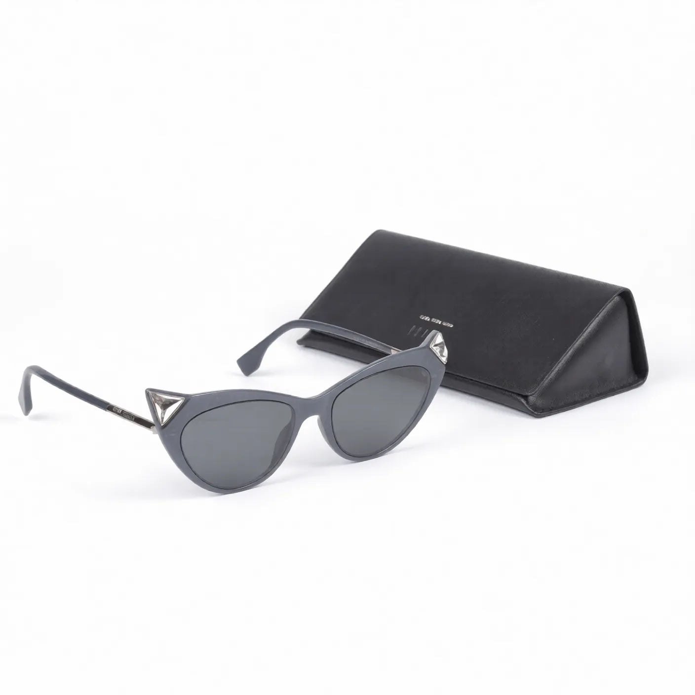 Fendi Blue Plastic Crystal Cat Eye Sunglasses - 52IR