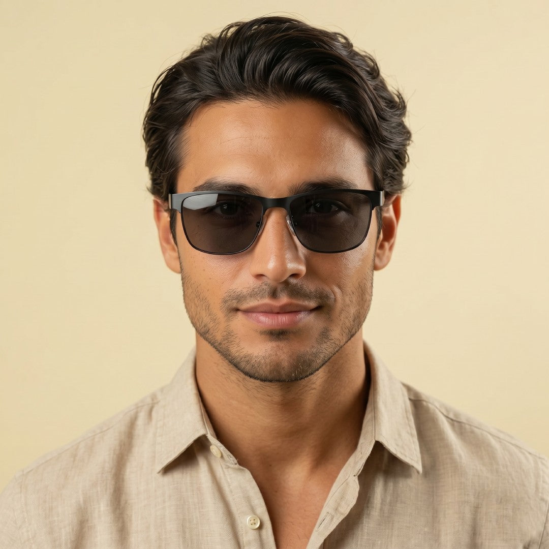 Fossil grey Square UV Sunglasses For Man