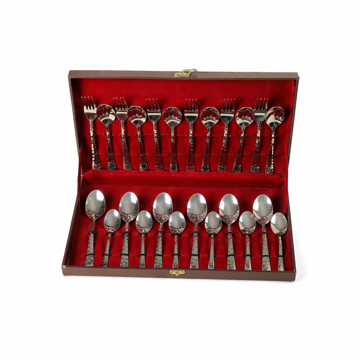 LEATHRITE BOX-STAINLESS STEEL Cutlery Silver -24 Pcs Set